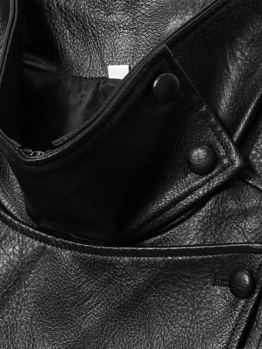Dark Brown Casual Women's Stand Collar Faux Leather Jacket - Picture 6 of 7